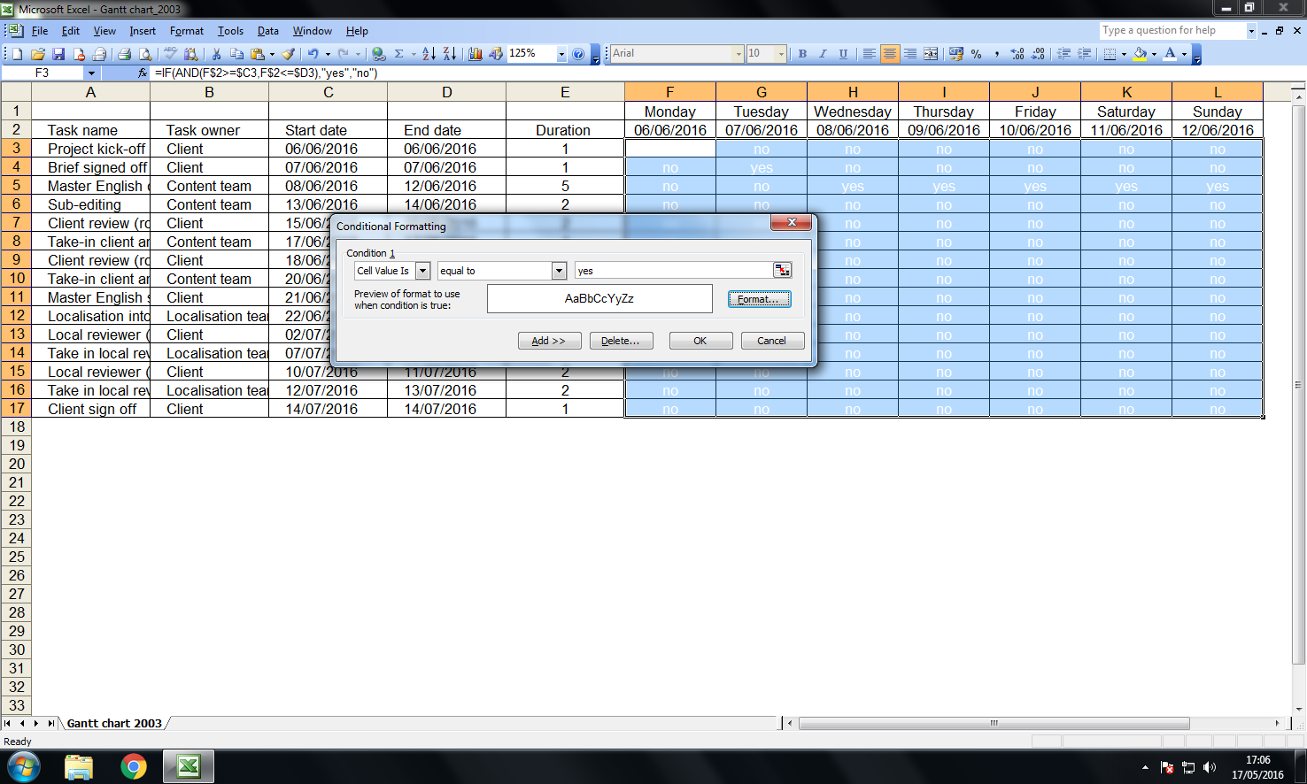 Excel 2003 Conditional Formatting (2003)